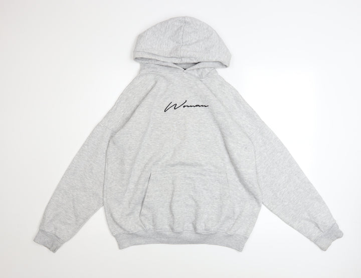 Boohoo Women Grey Hoodie UK 8 Pullover Cotton Blend Casual