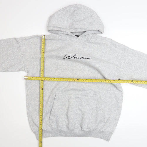 Boohoo Women Grey Hoodie UK 8 Pullover Cotton Blend Casual
