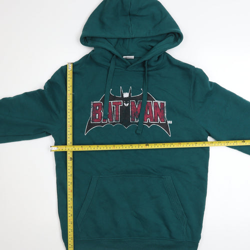 Batman Men’s Green Pullover Hoodie S Graphic Print Logo Sweatshirt