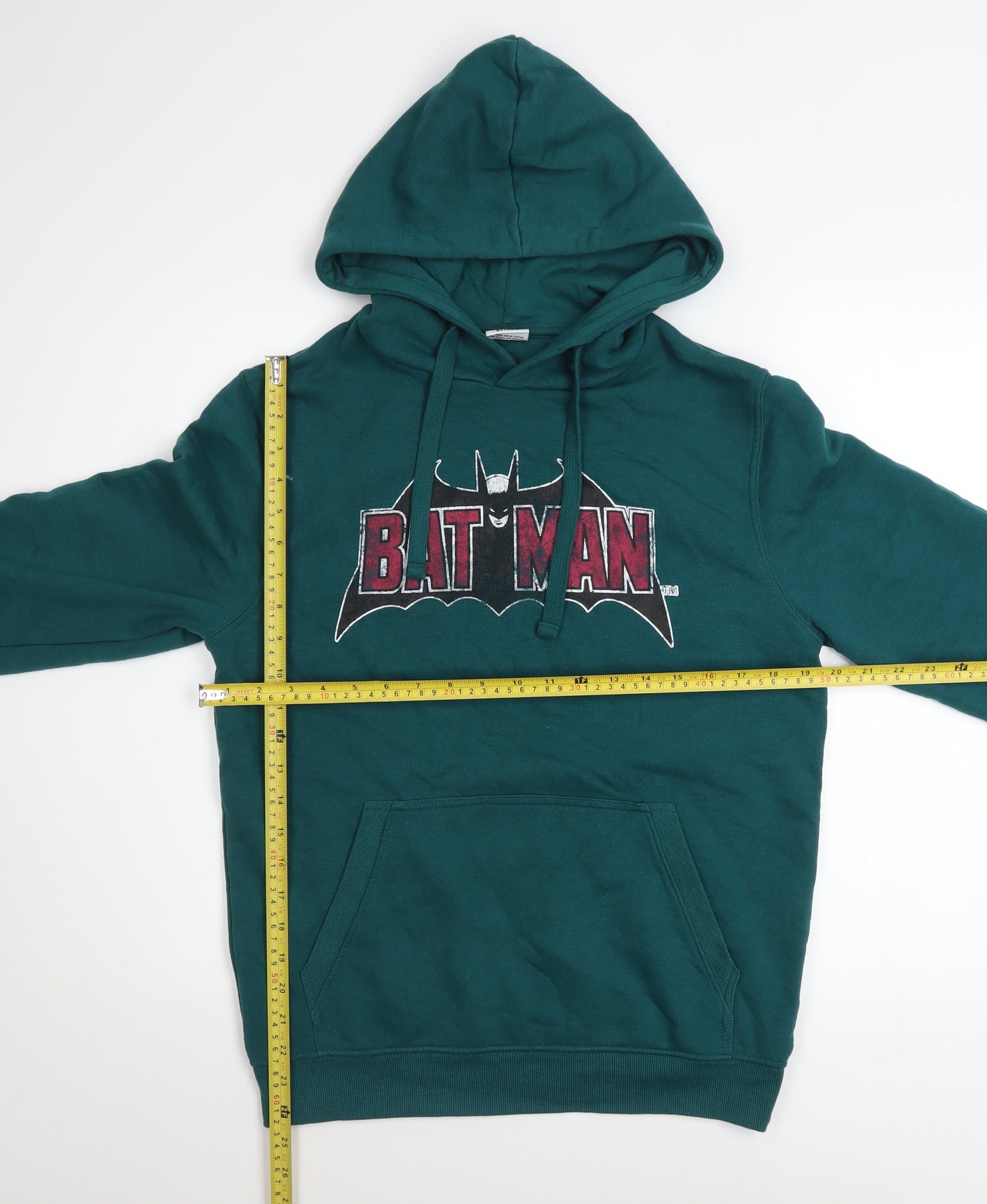 Batman Men’s Green Pullover Hoodie S Graphic Print Logo Sweatshirt