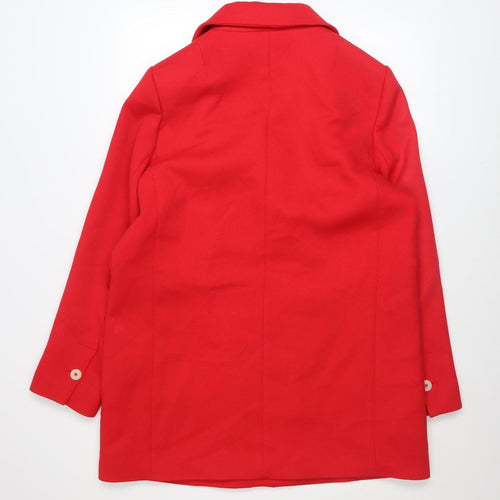 Mango Women’s Red Pea Coat Size 16 Double-Breasted Classic Mid-Length