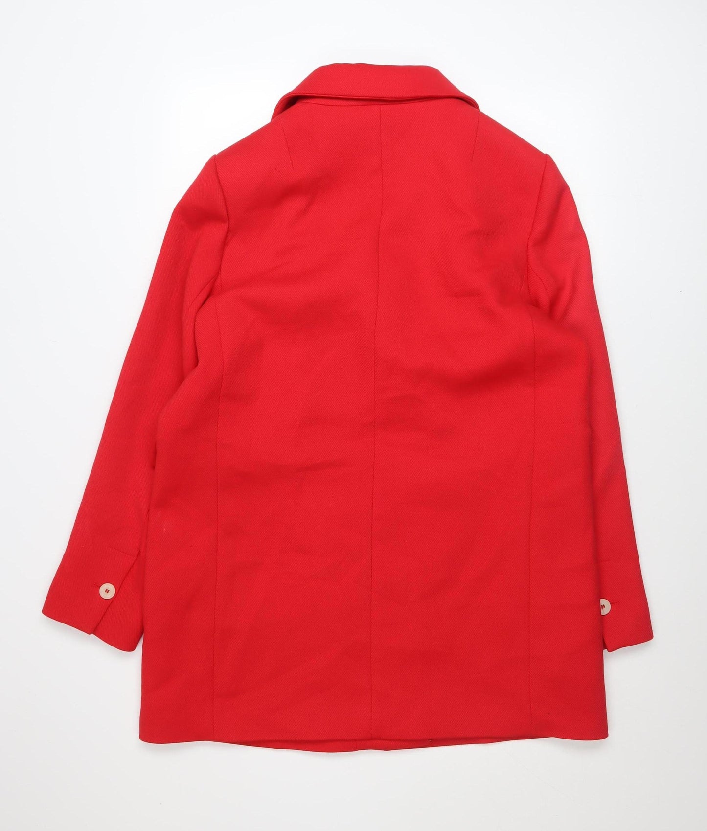 Mango Women’s Red Pea Coat Size 16 Double-Breasted Classic Mid-Length