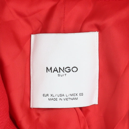 Mango Women’s Red Pea Coat Size 16 Double-Breasted Classic Mid-Length