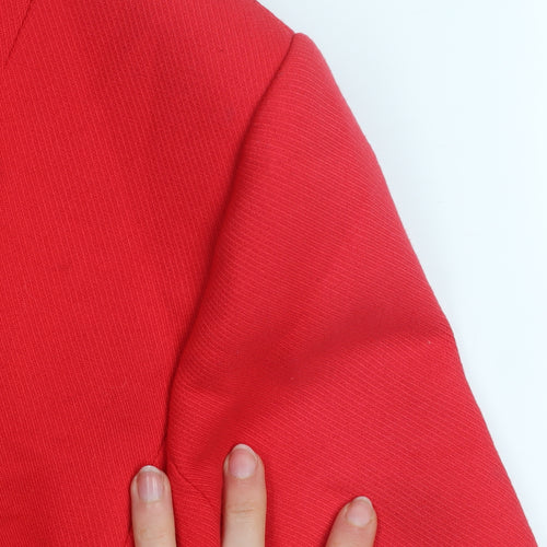 Mango Women’s Red Pea Coat Size 16 Double-Breasted Classic Mid-Length