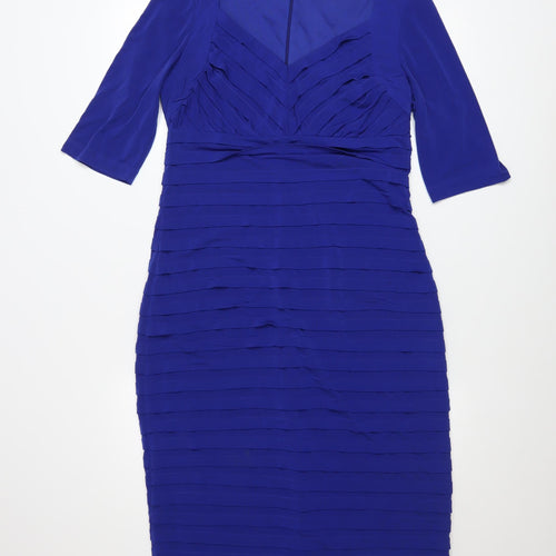 London Times Women Blue Knee Length Sheath Dress Size 10