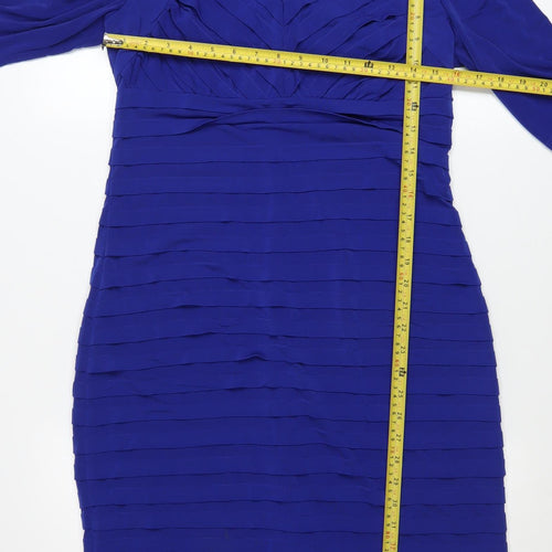 London Times Women Blue Knee Length Sheath Dress Size 10