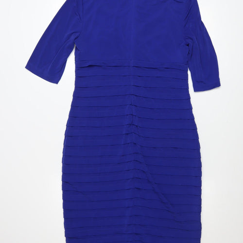 London Times Women Blue Knee Length Sheath Dress Size 10