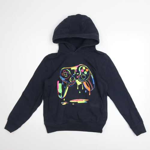 Next Boys Black Gaming Graphic Pullover Hoodie 11 Years Cotton Blend