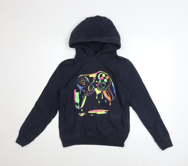 Next Boys Black Gaming Graphic Pullover Hoodie 11 Years Cotton Blend