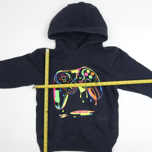 Next Boys Black Gaming Graphic Pullover Hoodie 11 Years Cotton Blend