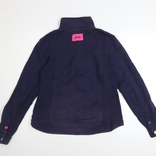 Joules Women Navy Henley Pullover Sweatshirt UK 10 Cotton Floral Lined