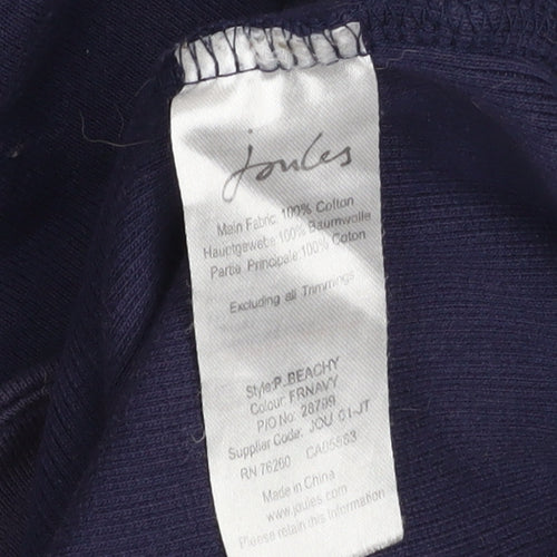 Joules Women Navy Henley Pullover Sweatshirt UK 10 Cotton Floral Lined