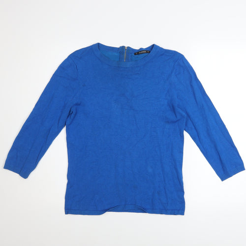 Dunnes Women’s Blue Crew Neck 3/4 Sleeve Knit Pullover Jumper Size S