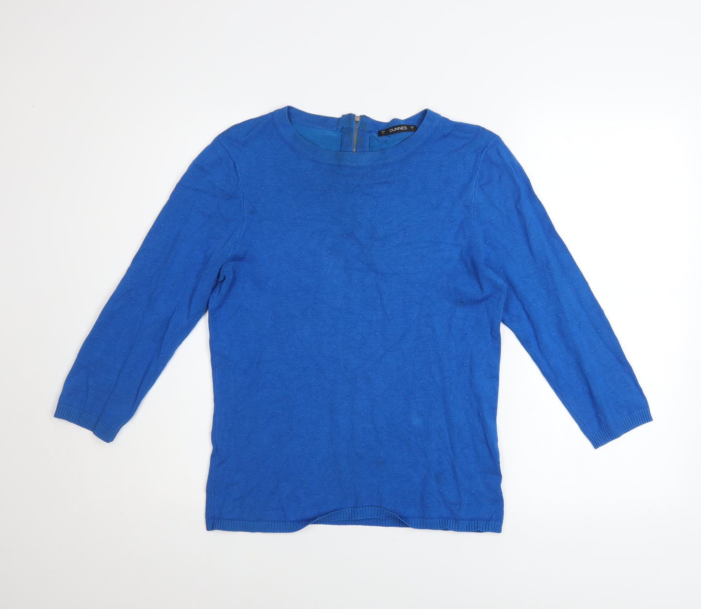 Dunnes Women’s Blue Crew Neck 3/4 Sleeve Knit Pullover Jumper Size S