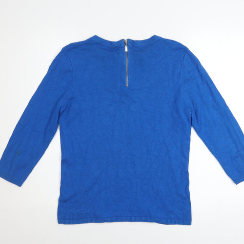 Dunnes Women’s Blue Crew Neck 3/4 Sleeve Knit Pullover Jumper Size S