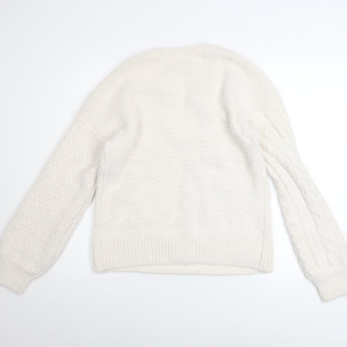 Gallery Women’s Ivory Cable Knit V-Neck Jumper Size S