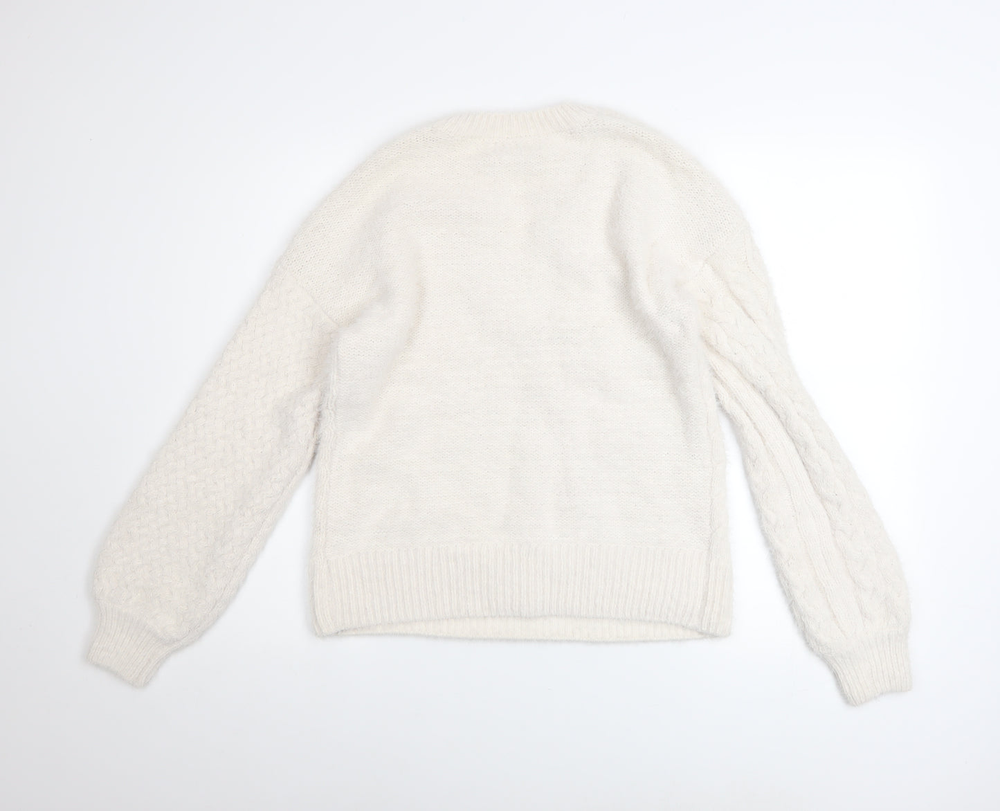 Gallery Women’s Ivory Cable Knit V-Neck Jumper Size S