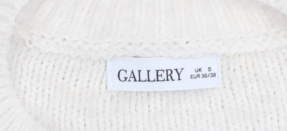 Gallery Women’s Ivory Cable Knit V-Neck Jumper Size S