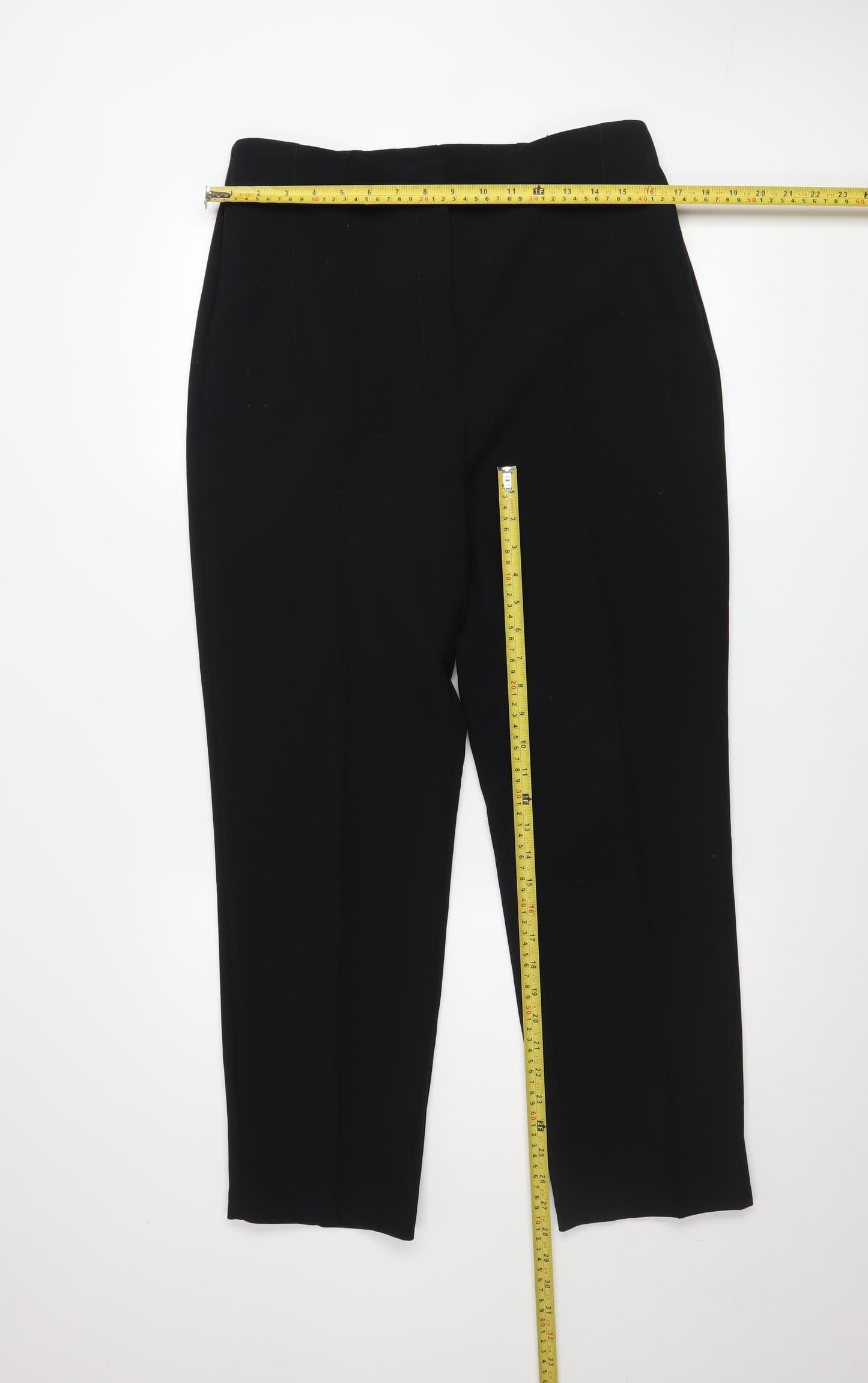 Gallery Women’s Black Cropped Trousers Size 12 Stretch Twill Workwear