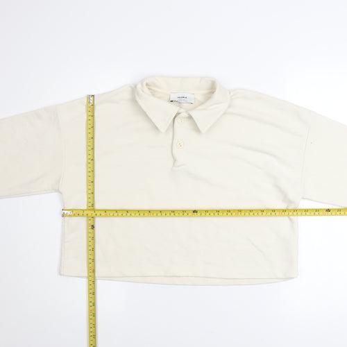 Pull & Bear Women's Ivory Henley Sweatshirt Medium Cotton Blend