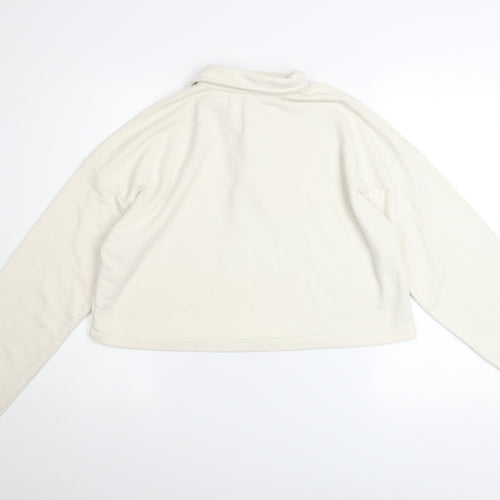 Pull & Bear Women's Ivory Henley Sweatshirt Medium Cotton Blend