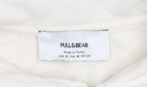 Pull & Bear Women's Ivory Henley Sweatshirt Medium Cotton Blend