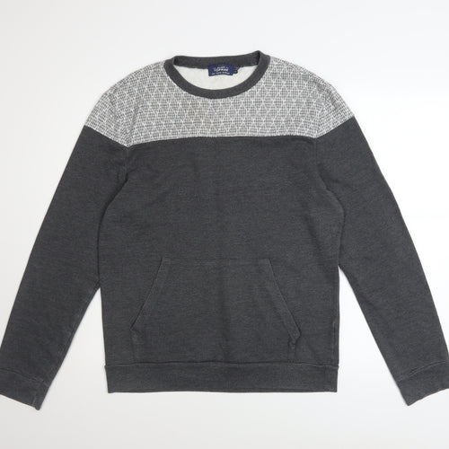 Topman Mens Grey Geometric Crew Neck Sweatshirt Size M