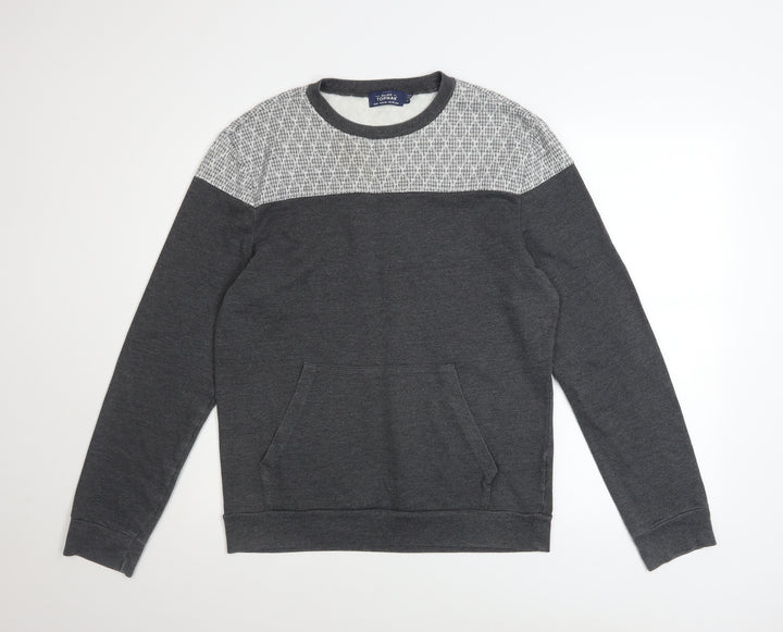 Topman Mens Grey Geometric Crew Neck Sweatshirt Size M