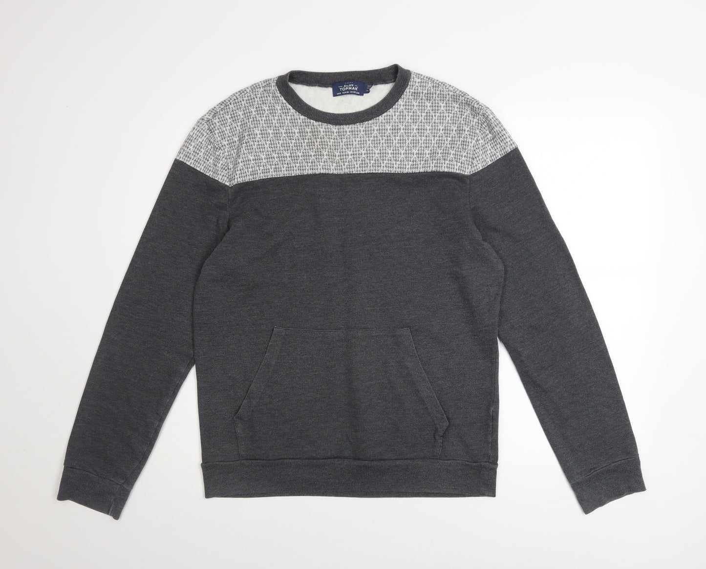 Topman Mens Grey Geometric Crew Neck Sweatshirt Size M