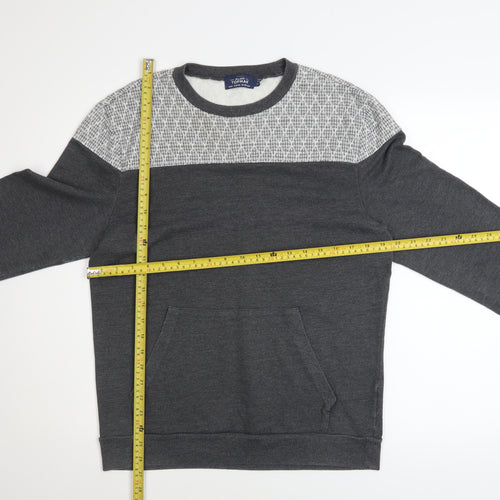 Topman Mens Grey Geometric Crew Neck Sweatshirt Size M