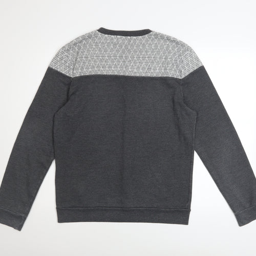 Topman Mens Grey Geometric Crew Neck Sweatshirt Size M