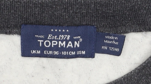 Topman Mens Grey Geometric Crew Neck Sweatshirt Size M