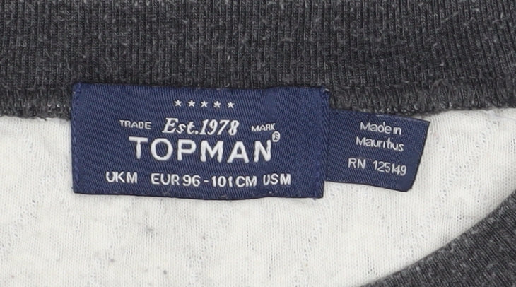 Topman Mens Grey Geometric Crew Neck Sweatshirt Size M
