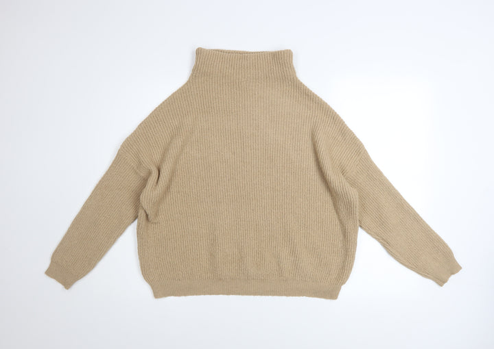 Dorothy Perkins Womens Beige Roll Neck Chunky Knit Jumper Size 10