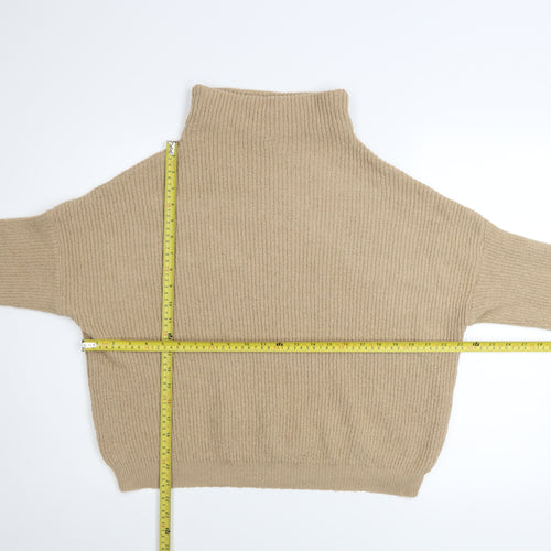 Dorothy Perkins Womens Beige Roll Neck Chunky Knit Jumper Size 10
