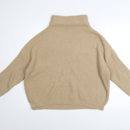 Dorothy Perkins Womens Beige Roll Neck Chunky Knit Jumper Size 10
