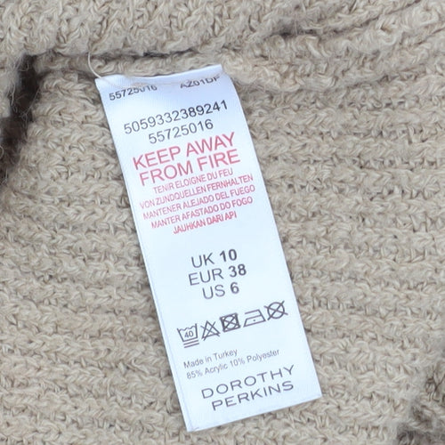 Dorothy Perkins Womens Beige Roll Neck Chunky Knit Jumper Size 10
