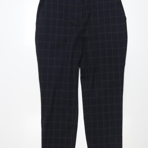 Dunnes Women's Black Check Trousers Size 14 Regular Fit Workwear