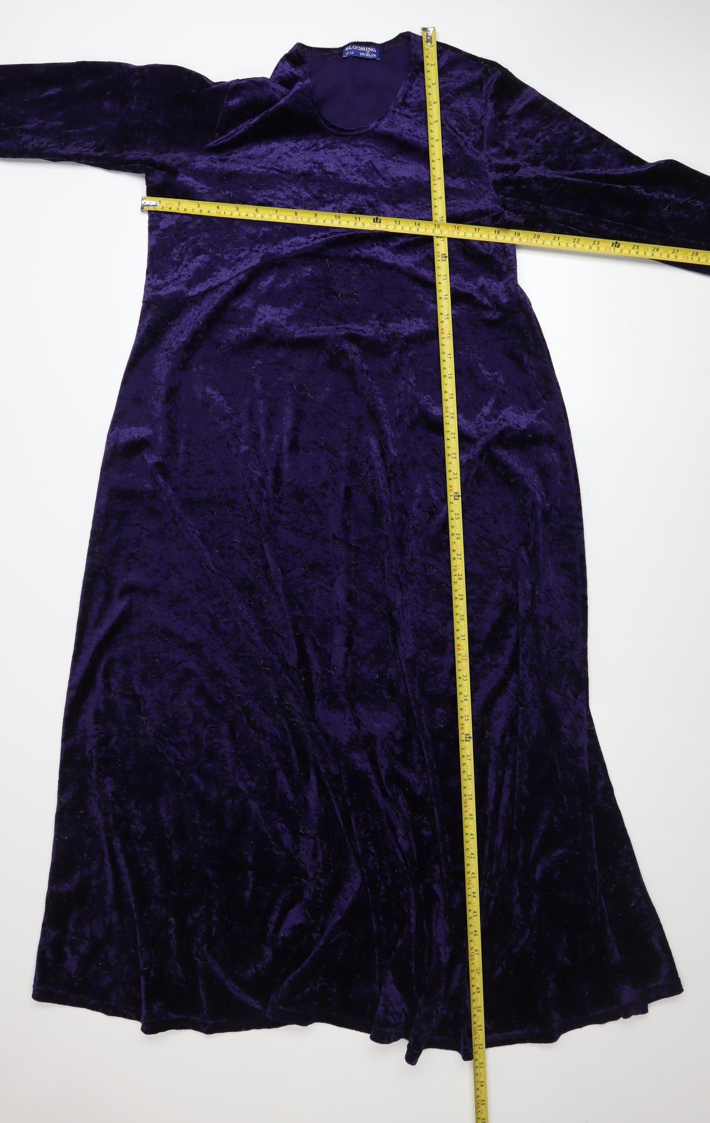 Blooming of Dublin Women's Purple Long Sleeve Velvet Maxi Dress Size 12-14