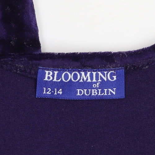 Blooming of Dublin Women's Purple Long Sleeve Velvet Maxi Dress Size 12-14