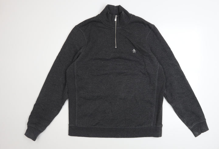 Original Penguin Men's Grey 1/4 Zip Mock Neck Sweatshirt Size L