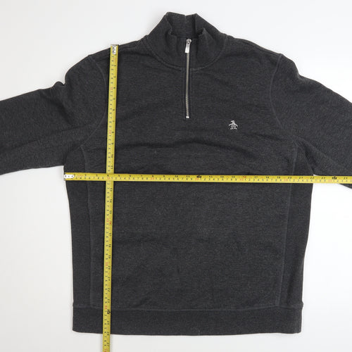 Original Penguin Men's Grey 1/4 Zip Mock Neck Sweatshirt Size L