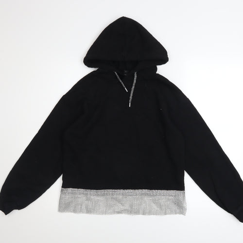 River Island Women’s Black Sequin Hem Hooded Pullover Hoodie Size S
