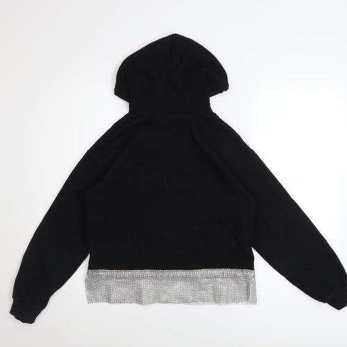 River Island Women’s Black Sequin Hem Hooded Pullover Hoodie Size S