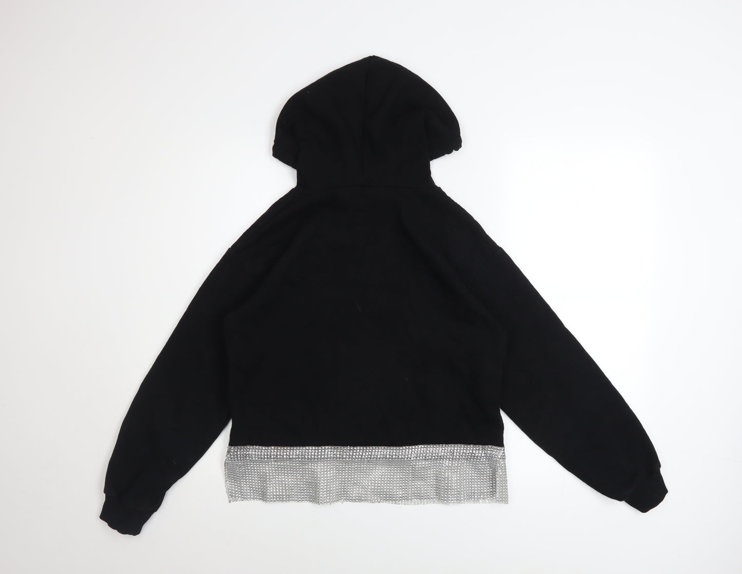 River Island Women’s Black Sequin Hem Hooded Pullover Hoodie Size S