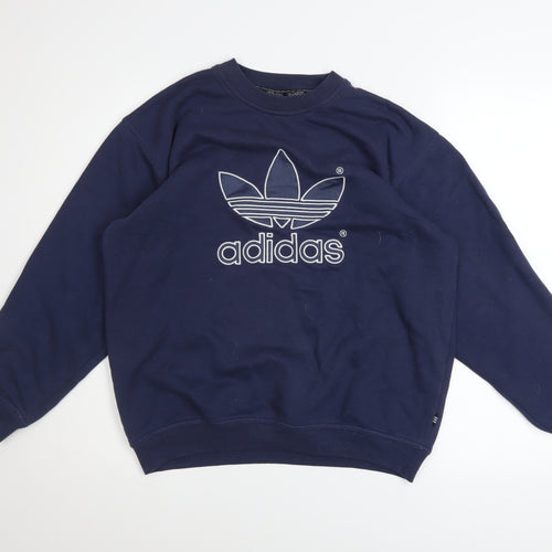 Adidas Teens Blue Crew Neck Logo Pullover Sweatshirt Size 164