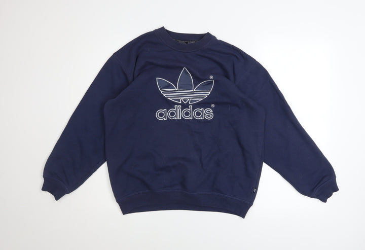 Adidas Teens Blue Crew Neck Logo Pullover Sweatshirt Size 164