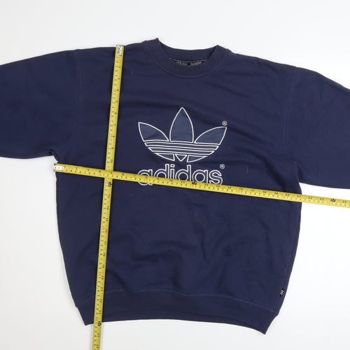 Adidas Teens Blue Crew Neck Logo Pullover Sweatshirt Size 164
