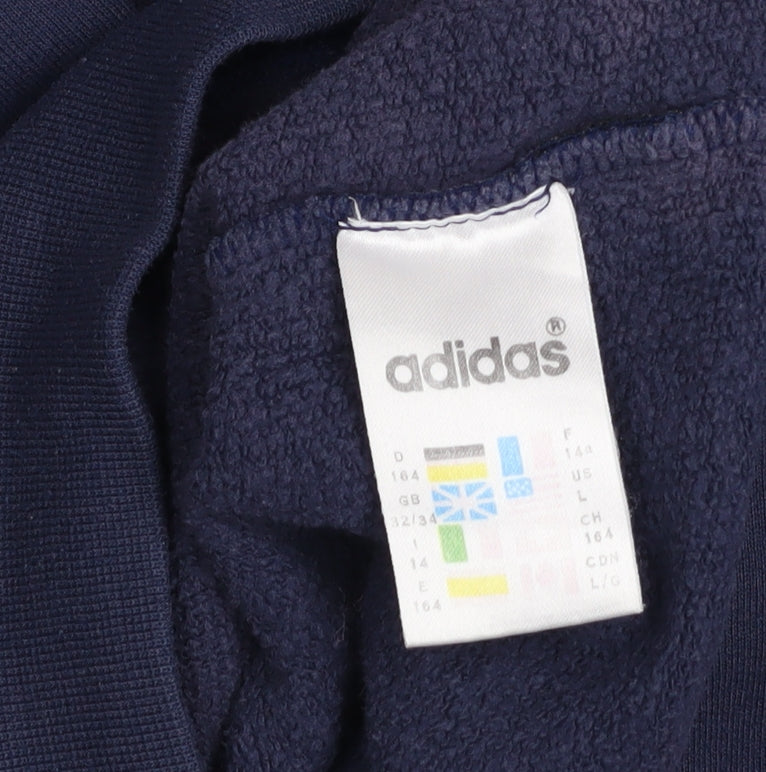Adidas Teens Blue Crew Neck Logo Pullover Sweatshirt Size 164