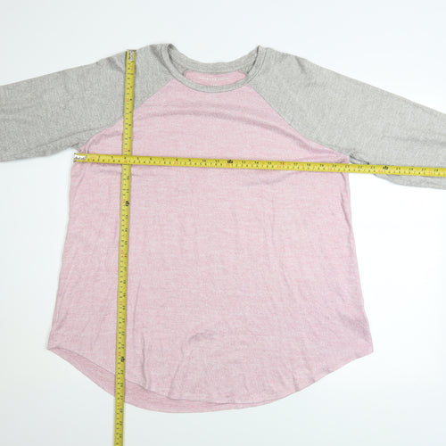 American Eagle Women's Pink & Grey Raglan Sweatshirt Size L